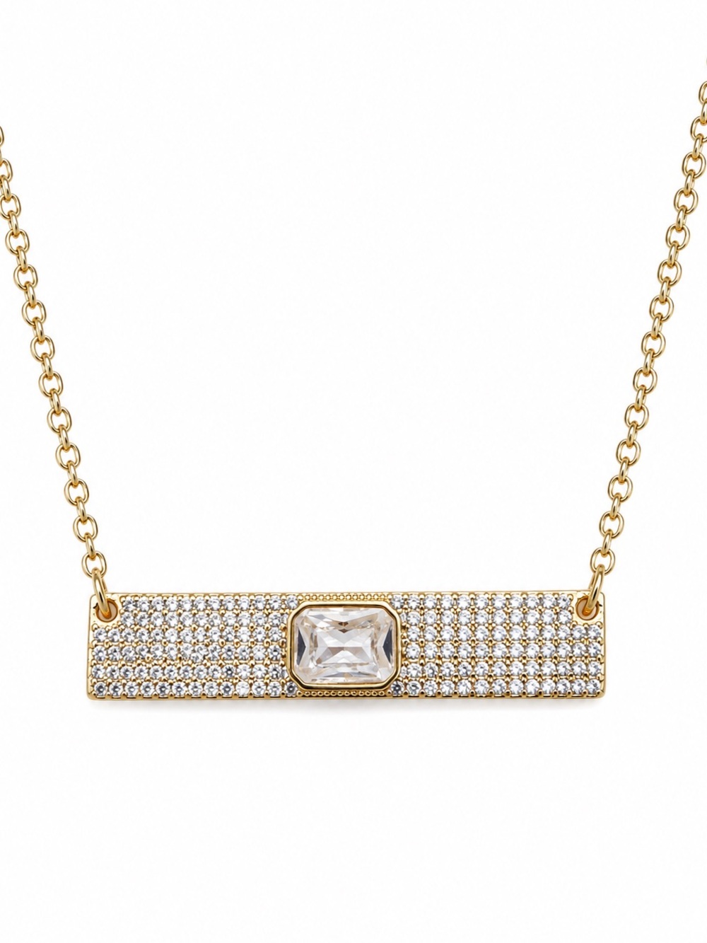 Bomb Party She Pairs With Everything Crystal Bar Necklace gold tone MSRP $130